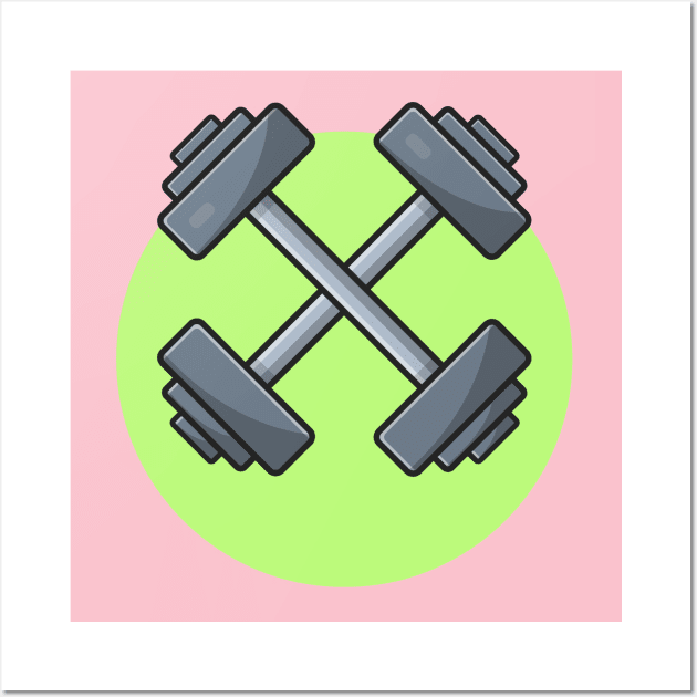 Dumbbell Cartoon Vector Icon Illustration Wall Art by Catalyst Labs